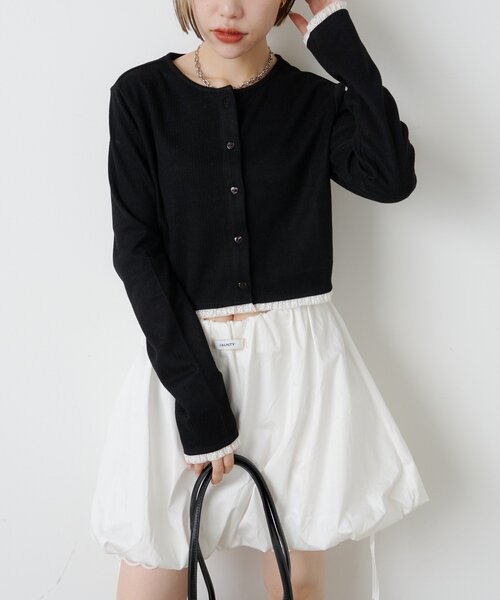 w closet（ダブルクローゼット）の「ハートボタンリブカーデ（Tシャツ/カットソー・レディース・オフホワイト/ブラック/グレー/ブルー/ピンク・FREE）」の3枚目の写真