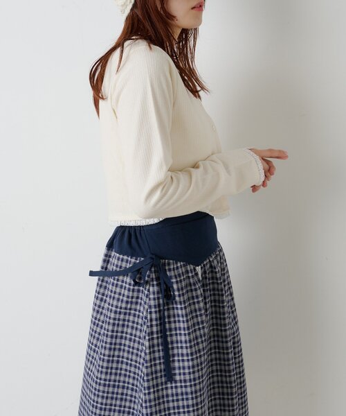 w closet（ダブルクローゼット）の「ハートボタンリブカーデ（Tシャツ/カットソー・レディース・オフホワイト/ブラック/グレー/ブルー/ピンク・FREE）」の10枚目の写真