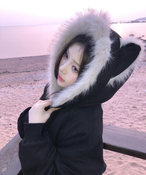 セール】ふわふわ猫耳フード付きルーズジップブルゾン（ブルゾン