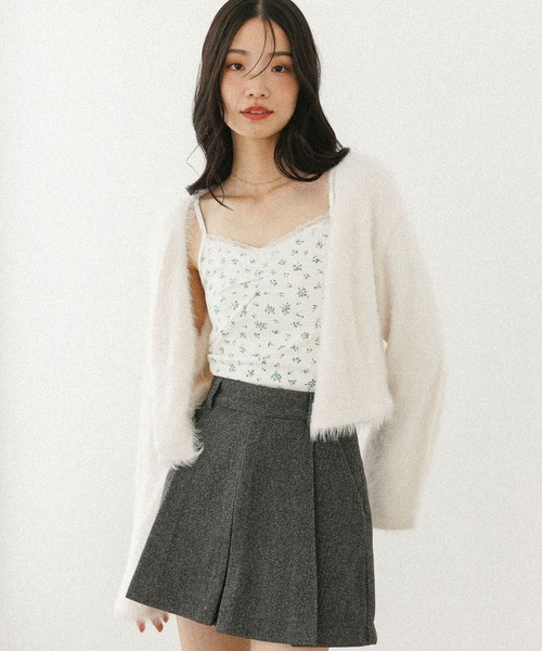 Heather（ヘザー）の「シャギーカーディガン/フラワ－キャミ2P　598457（アンサンブル・レディース・ネイビー/ピンク/アイボリー・FREE）」の4枚目の写真