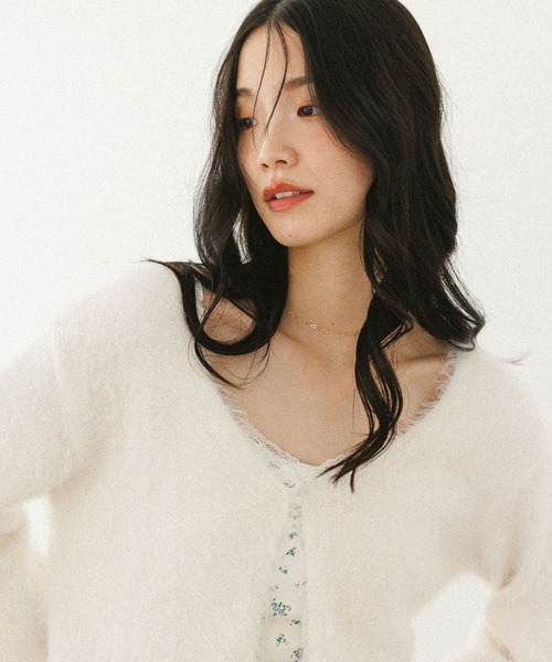 Heather（ヘザー）の「シャギーカーディガン/フラワ－キャミ2P　598457（アンサンブル・レディース・ネイビー/ピンク/アイボリー・FREE）」の7枚目の写真