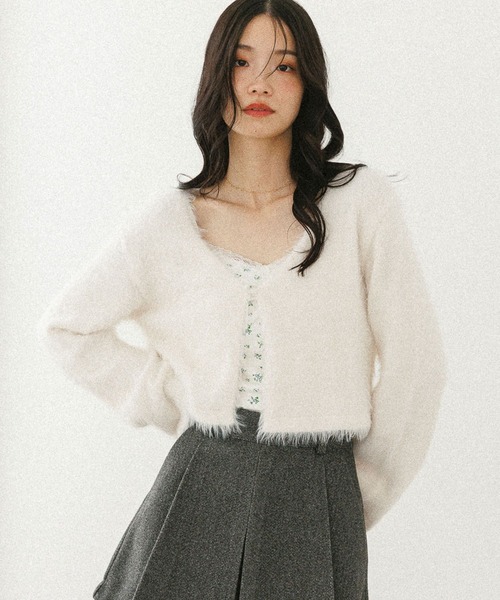 Heather（ヘザー）の「シャギーカーディガン/フラワ－キャミ2P　598457（アンサンブル・レディース・ネイビー/ピンク/アイボリー・FREE）」の8枚目の写真