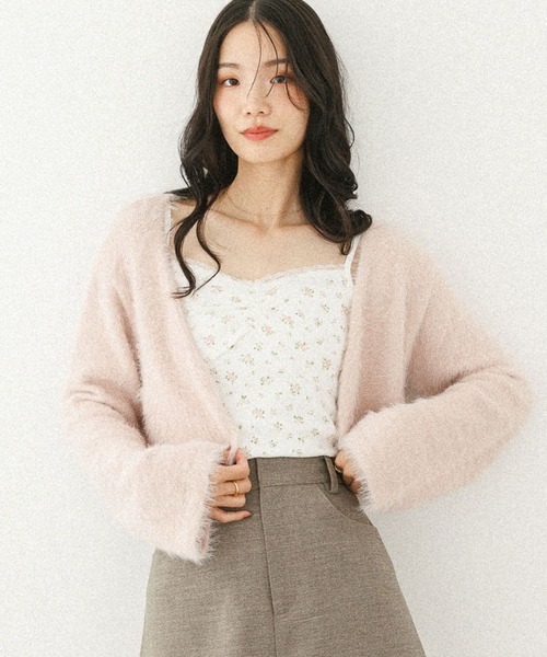 Heather（ヘザー）の「シャギーカーディガン/フラワ－キャミ2P　598457（アンサンブル・レディース・ネイビー/ピンク/アイボリー・FREE）」の14枚目の写真