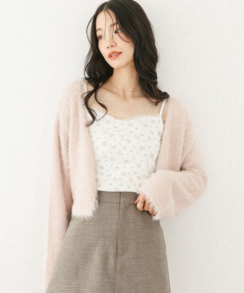 Heather（ヘザー）の「シャギーカーディガン/フラワ－キャミ2P　598457（アンサンブル・レディース・ネイビー/ピンク/アイボリー・FREE）」の15枚目の写真