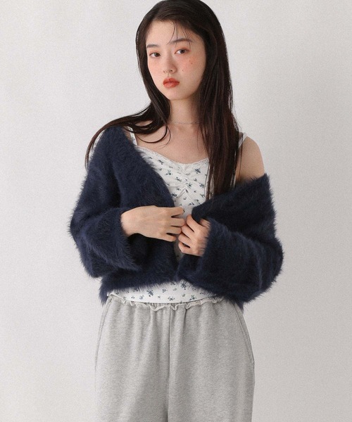 Heather（ヘザー）の「シャギーカーディガン/フラワ－キャミ2P　598457（アンサンブル・レディース・ネイビー/ピンク/アイボリー・FREE）」の18枚目の写真