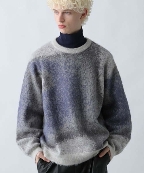 HARE（ハレ）の「モヘアガラニットプルオーバー(HARE)（ニット/セーター・メンズ・グレー/グリーン/パープル/ブラック・MEDIUM/SMALL）」の2枚目の写真