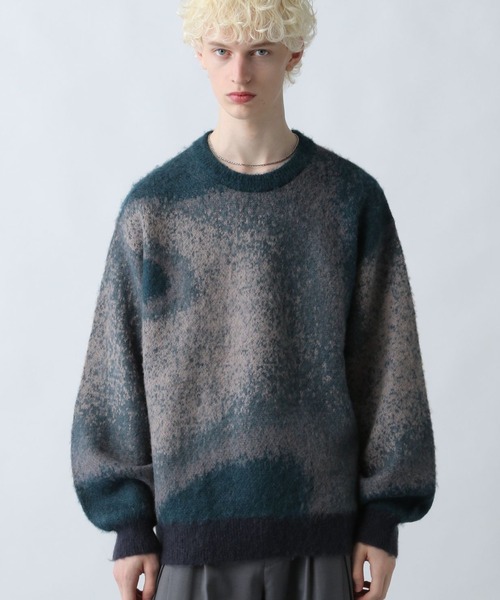 HARE（ハレ）の「モヘアガラニットプルオーバー(HARE)（ニット/セーター・メンズ・グレー/グリーン/パープル/ブラック・MEDIUM/SMALL）」の3枚目の写真