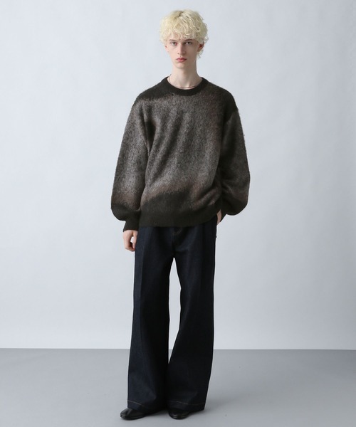 HARE（ハレ）の「モヘアガラニットプルオーバー(HARE)（ニット/セーター・メンズ・グレー/グリーン/パープル/ブラック・MEDIUM/SMALL）」の5枚目の写真