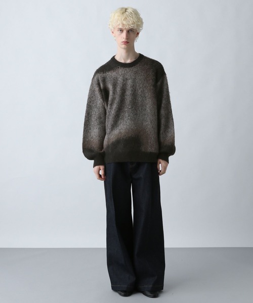 HARE（ハレ）の「モヘアガラニットプルオーバー(HARE)（ニット/セーター・メンズ・グレー/グリーン/パープル/ブラック・MEDIUM/SMALL）」の6枚目の写真