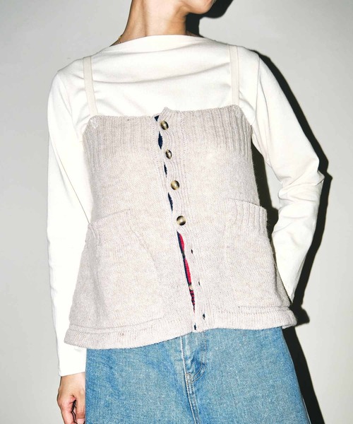 Bshop(ビショップ)の「LA FETICHE | ニットキャミソール WOMEN(ニット/セーター・レディース・ネイビー/オートミール・XS)」の1枚目の写真