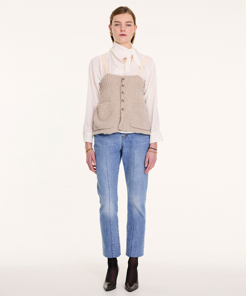 Bshop(ビショップ)の「LA FETICHE | ニットキャミソール WOMEN(ニット/セーター・レディース・ネイビー/オートミール・XS)」の5枚目の写真