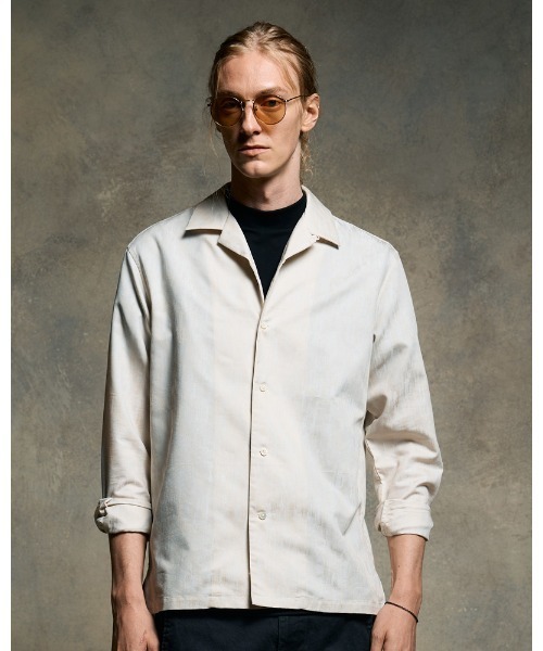 wjk(ダヴルジェイケイ)の「jacquard open collar shirt(シャツ/ブラウス・メンズ・アイボリー/ブラック・SMALL/MEDIUM/LARGE/X-LARGE)」の1枚目の写真