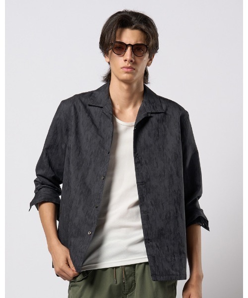 wjk(ダヴルジェイケイ)の「jacquard open collar shirt(シャツ/ブラウス・メンズ・アイボリー/ブラック・SMALL/MEDIUM/LARGE/X-LARGE)」の2枚目の写真