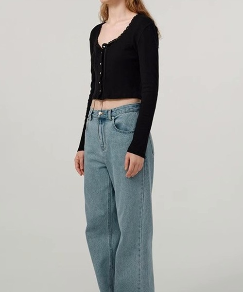 Chiina（チーナ）の「Chiina /ガーリーシアーカーディガン（カーディガン/ボレロ・レディース・オフホワイト/ブラック・FREE）」の12枚目の写真