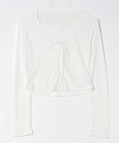 Chiina（チーナ）の「Chiina /ガーリーシアーカーディガン（カーディガン/ボレロ・レディース・オフホワイト/ブラック・FREE）」の3枚目の写真