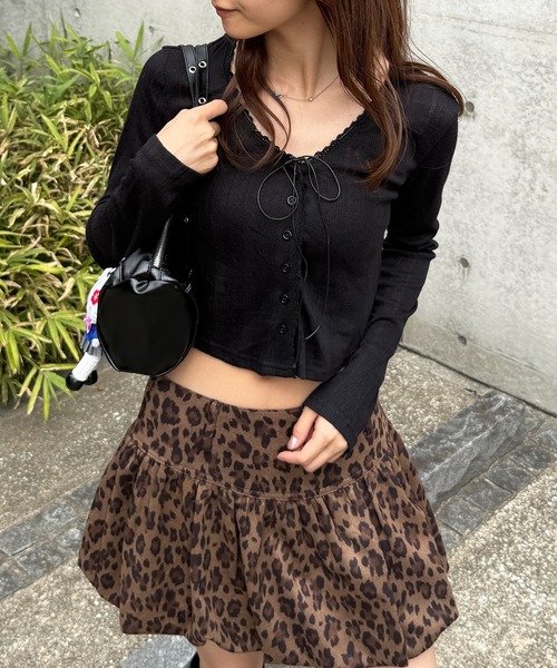 Chiina（チーナ）の「Chiina /ガーリーシアーカーディガン（カーディガン/ボレロ・レディース・オフホワイト/ブラック・FREE）」の16枚目の写真