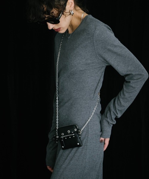 HEBANE ロングワンピース ネイビーセルフカット可能MORE ME企画 セルフカットリブサムホール長袖ロングワンピース（ワンピース