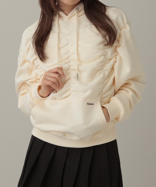 AMESWORLDWIDE（アメスワールドワイド）の「AMES WORLDWIDE／シャーリングフーディ―（パーカー・レディース・クリーム/ブラック・FREE）」の2枚目の写真