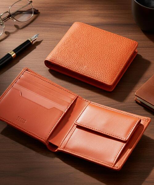 未使用品✨️　TASAKI　タサキ　レザー　折り財布　オレンジ セール】ソフトシュリンクレザー二つ折り財布（財布）｜TAKEO