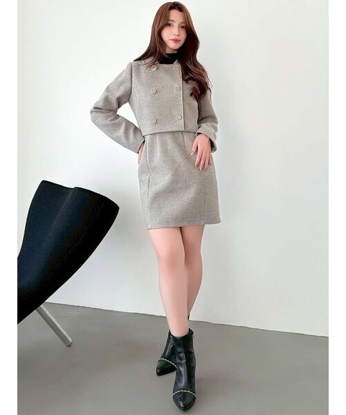 RESEXXY（リゼクシー）の「ダブルブレストショートコート【セットアップ着用可能】（その他アウター・レディース・グレー/チャコールグレー/ホワイト・FREE）」の22枚目の写真