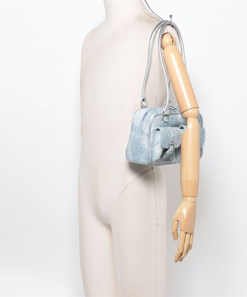 an meets zakka(アンミツザッカ)の「an meets zakka コーティングピグメントキャンバスロングハンドルミニボストンバッグ(ボストンバッグ・レディース・ブラック/ライトブルー/ホワイト・ONESIZE)」の6枚目の写真