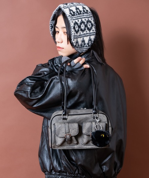 an meets zakka(アンミツザッカ)の「an meets zakka コーティングピグメントキャンバスロングハンドルミニボストンバッグ(ボストンバッグ・レディース・ブラック/ライトブルー/ホワイト・ONESIZE)」の10枚目の写真