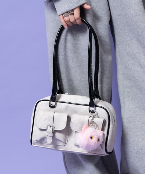 an meets zakka(アンミツザッカ)の「an meets zakka コーティングピグメントキャンバスロングハンドルミニボストンバッグ(ボストンバッグ・レディース・ブラック/ライトブルー/ホワイト・ONESIZE)」の8枚目の写真