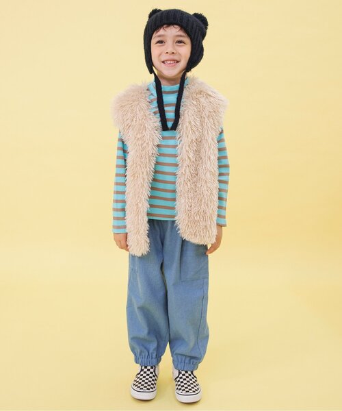 BREEZE（ブリーズ）の「【WEB限定/ジュニア対応】ボーダーリブロンT（Tシャツ/カットソー・キッズ・グリーン/ピンク/ブルー/オフホワイト・90/100/110/120/130/140）」の17枚目の写真