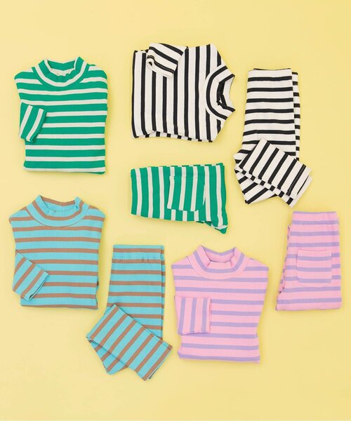 BREEZE（ブリーズ）の「【WEB限定/ジュニア対応】ボーダーリブロンT（Tシャツ/カットソー・キッズ・グリーン/ピンク/ブルー/オフホワイト・90/100/110/120/130/140）」の6枚目の写真