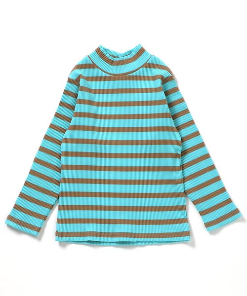 BREEZE（ブリーズ）の「【WEB限定/ジュニア対応】ボーダーリブロンT（Tシャツ/カットソー・キッズ・グリーン/ピンク/ブルー/オフホワイト・90/100/110/120/130/140）」の7枚目の写真