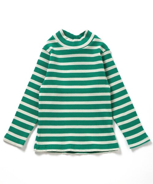 BREEZE（ブリーズ）の「【WEB限定/ジュニア対応】ボーダーリブロンT（Tシャツ/カットソー・キッズ・グリーン/ピンク/ブルー/オフホワイト・90/100/110/120/130/140）」の8枚目の写真