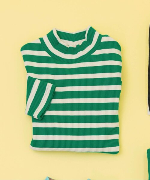 BREEZE（ブリーズ）の「【WEB限定/ジュニア対応】ボーダーリブロンT（Tシャツ/カットソー・キッズ・グリーン/ピンク/ブルー/オフホワイト・90/100/110/120/130/140）」の14枚目の写真