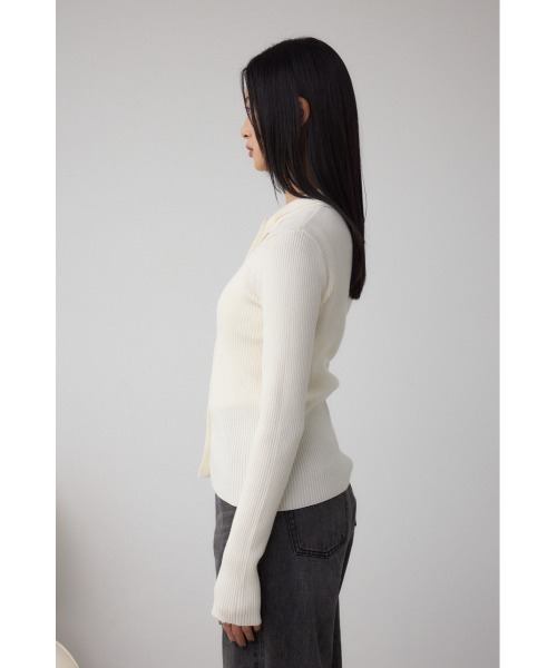 AZUL by moussy(アズールバイマウジー)の「ダブルカラーフロント釦ニットトップス(ニット/セーター・レディース・アイボリー/ブラック/ライトイエロー/ブラウン・FREE)」の10枚目の写真