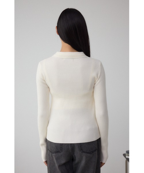 AZUL by moussy(アズールバイマウジー)の「ダブルカラーフロント釦ニットトップス(ニット/セーター・レディース・アイボリー/ブラック/ライトイエロー/ブラウン・FREE)」の11枚目の写真