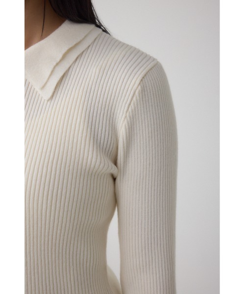 AZUL by moussy(アズールバイマウジー)の「ダブルカラーフロント釦ニットトップス(ニット/セーター・レディース・アイボリー/ブラック/ライトイエロー/ブラウン・FREE)」の14枚目の写真