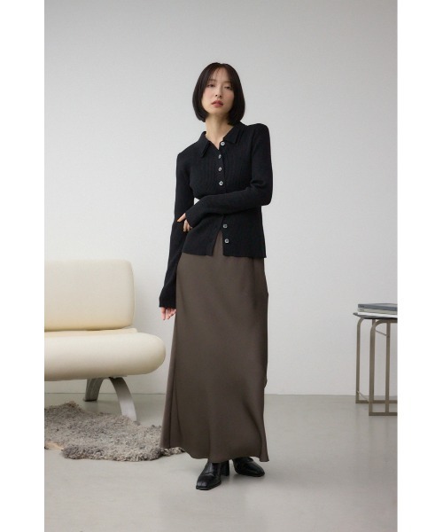 AZUL by moussy(アズールバイマウジー)の「ダブルカラーフロント釦ニットトップス(ニット/セーター・レディース・アイボリー/ブラック/ライトイエロー/ブラウン・FREE)」の20枚目の写真