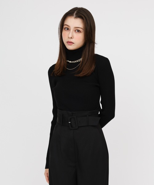 ROYAL PARTY（ロイヤルパーティー）の「ウォッシャブルタートルネック長袖ニットトップス（ニット/セーター・レディース・ブラック/マルチ/オフホワイト/グレー/ボルドー・FREE）」の3枚目の写真