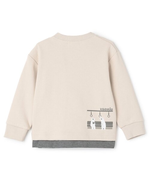 kladskap（クレードスコープ）の「【人気商品再入荷】【直営店で取り扱い無し】電車アップリケ裾ボーダートレーナー（スウェット・キッズ・ライトベージュ/レッド・90cm/100cm/110cm/120cm）」の3枚目の写真