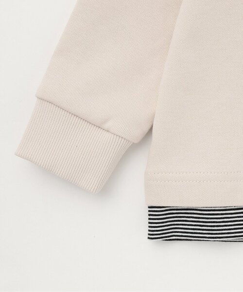 kladskap（クレードスコープ）の「【人気商品再入荷】【直営店で取り扱い無し】電車アップリケ裾ボーダートレーナー（スウェット・キッズ・ライトベージュ/レッド・90cm/100cm/110cm/120cm）」の6枚目の写真