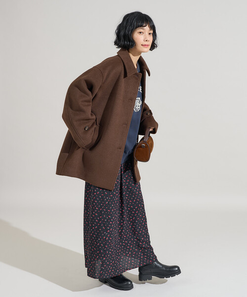 FREAK'S STORE(フリークスストア)の「ビーバーミドルコート/ミドル丈 ステンカラーコート(ステンカラーコート・レディース・ブラック/ブラウン/ベージュ・フリ-)」の6枚目の写真