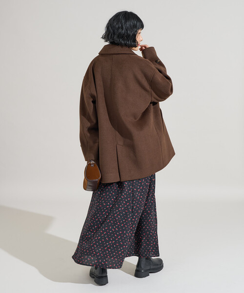 FREAK'S STORE(フリークスストア)の「ビーバーミドルコート/ミドル丈 ステンカラーコート(ステンカラーコート・レディース・ブラック/ブラウン/ベージュ・フリ-)」の7枚目の写真