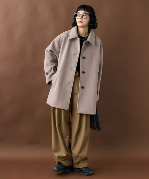 FREAK'S STORE(フリークスストア)の「ビーバーミドルコート/ミドル丈 ステンカラーコート(ステンカラーコート・レディース・ブラック/ブラウン/ベージュ・フリ-)」の15枚目の写真