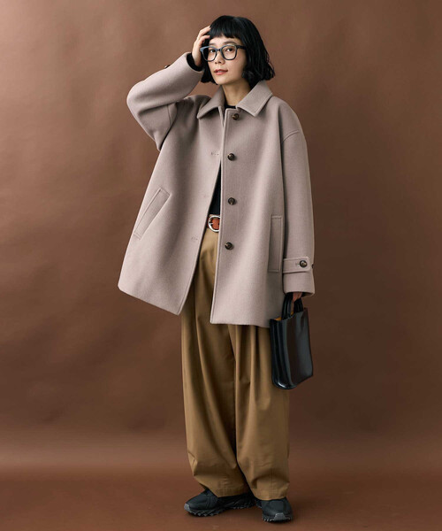 FREAK'S STORE(フリークスストア)の「ビーバーミドルコート/ミドル丈 ステンカラーコート(ステンカラーコート・レディース・ブラック/ブラウン/ベージュ・フリ-)」の16枚目の写真