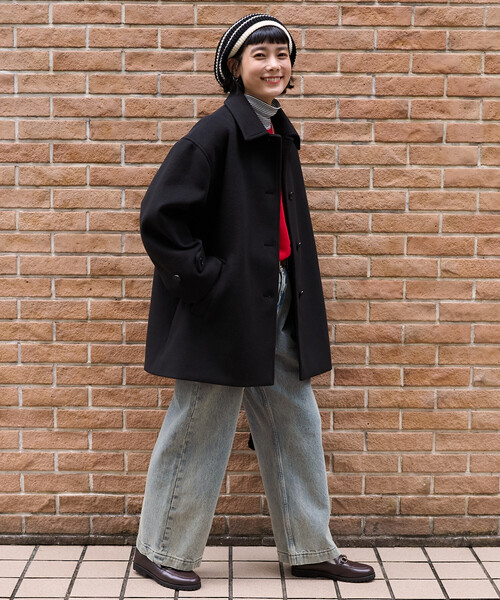 FREAK'S STORE(フリークスストア)の「ビーバーミドルコート/ミドル丈 ステンカラーコート(ステンカラーコート・レディース・ブラック/ブラウン/ベージュ・フリ-)」の21枚目の写真