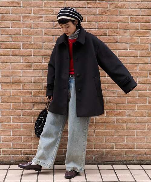 セール】ビーバーミドルコート/ミドル丈 ステンカラーコート（ステン