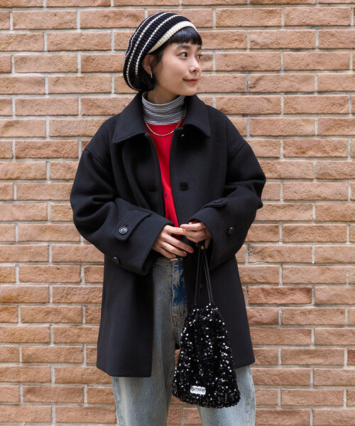 セール】ビーバーミドルコート/ミドル丈 ステンカラーコート（ステン