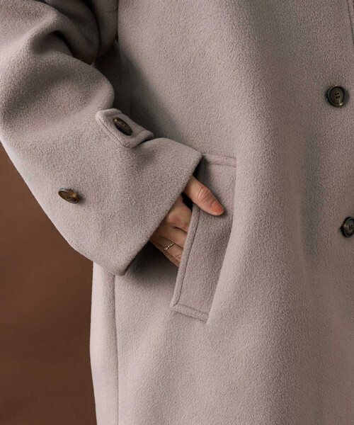 ビーバーミドルコート/ミドル丈 ステンカラーコート（ステンカラー