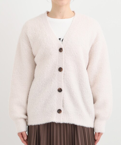 SHOO・LA・RUE（シューラルー）の「【S-LL】思わず触れたくなる ふわふわ Vネックニットカーディガン（カーディガン/ボレロ・レディース・ピンク系/グリーン/チャコールグレー/ライトベージュ・04/03/02/01）」の10枚目の写真