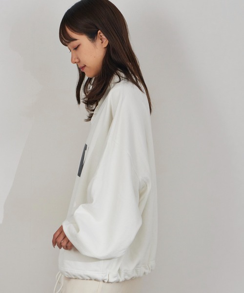 REMI RELIEF（レミレリーフ）の「REMI RELIEF/レミレリーフ UNCW SP加工 ワイドシルエット スタンドネックスウェット（スウェット・メンズ・ホワイト/ブラック・L/XL/M）」の5枚目の写真