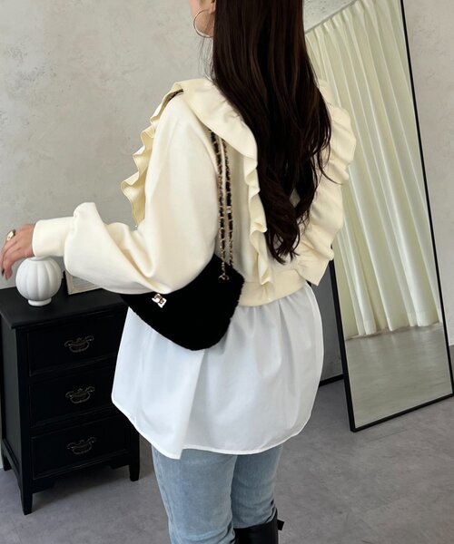 prose verse（プロズヴェール）の「フリルドッキングペプラムスウェット（スウェット・レディース・グレー/アイボリー/ブラック・LARGE/MEDIUM）」の7枚目の写真